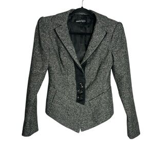 Nanette Lepore Grey & Black Tweed Wool Blend Blazer, size 4